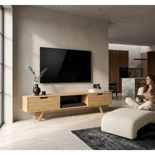 Szafka RTV-35 Drewno Lite Dąb Loft Lakier Rozmiary od 100 cm do 200 cm PREMIUM